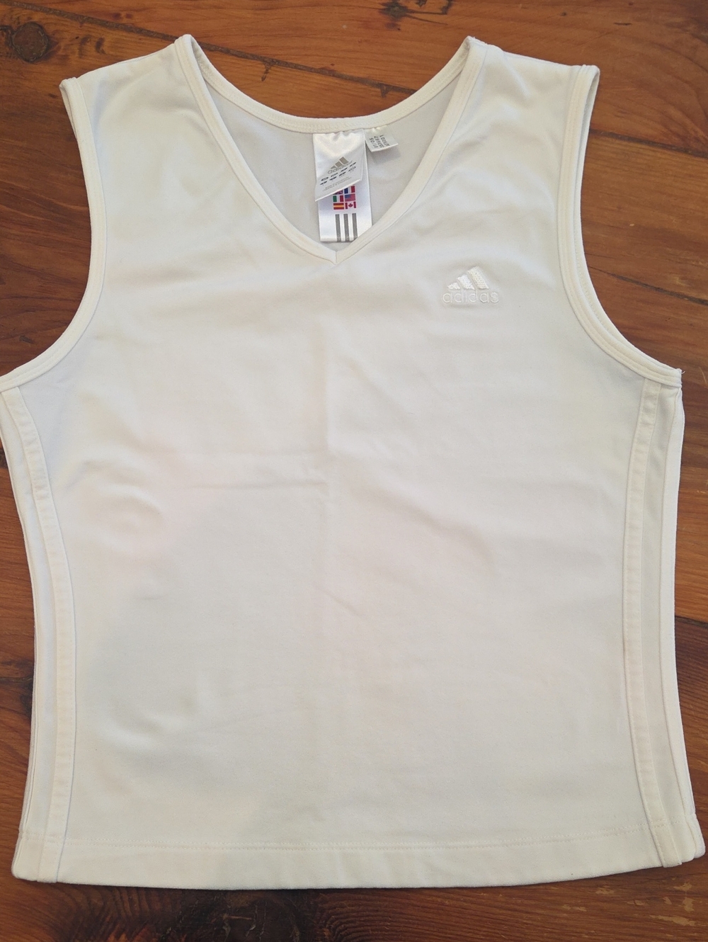 adidas White Womens V-Neck Athletic Tank Top